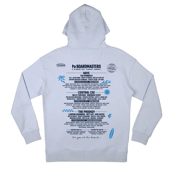 2025 Boardmasters Line Up Hooded Top Serene Blue