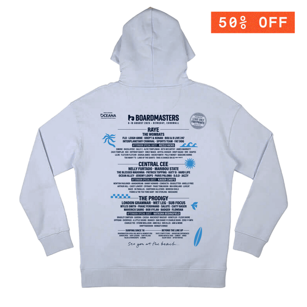 2025 Boardmasters Line Up Hooded Top Serene Blue