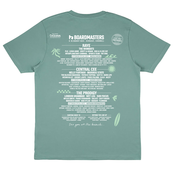 2025 Boardmasters Line Up T-Shirt Sage Green