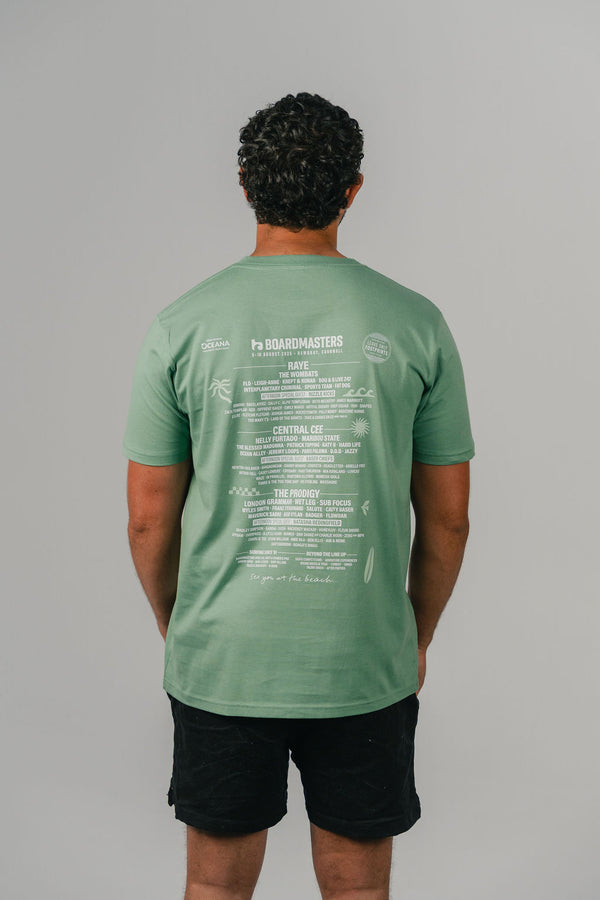 2025 Boardmasters Line Up T-Shirt Sage Green