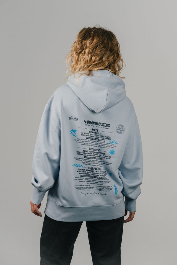 2025 Boardmasters Line Up Hooded Top Serene Blue